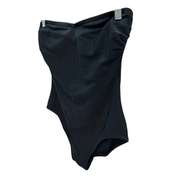 Gottex One Piece Black Strapless Ribbed Swimsuit Size 10 - Picture 3 of 8